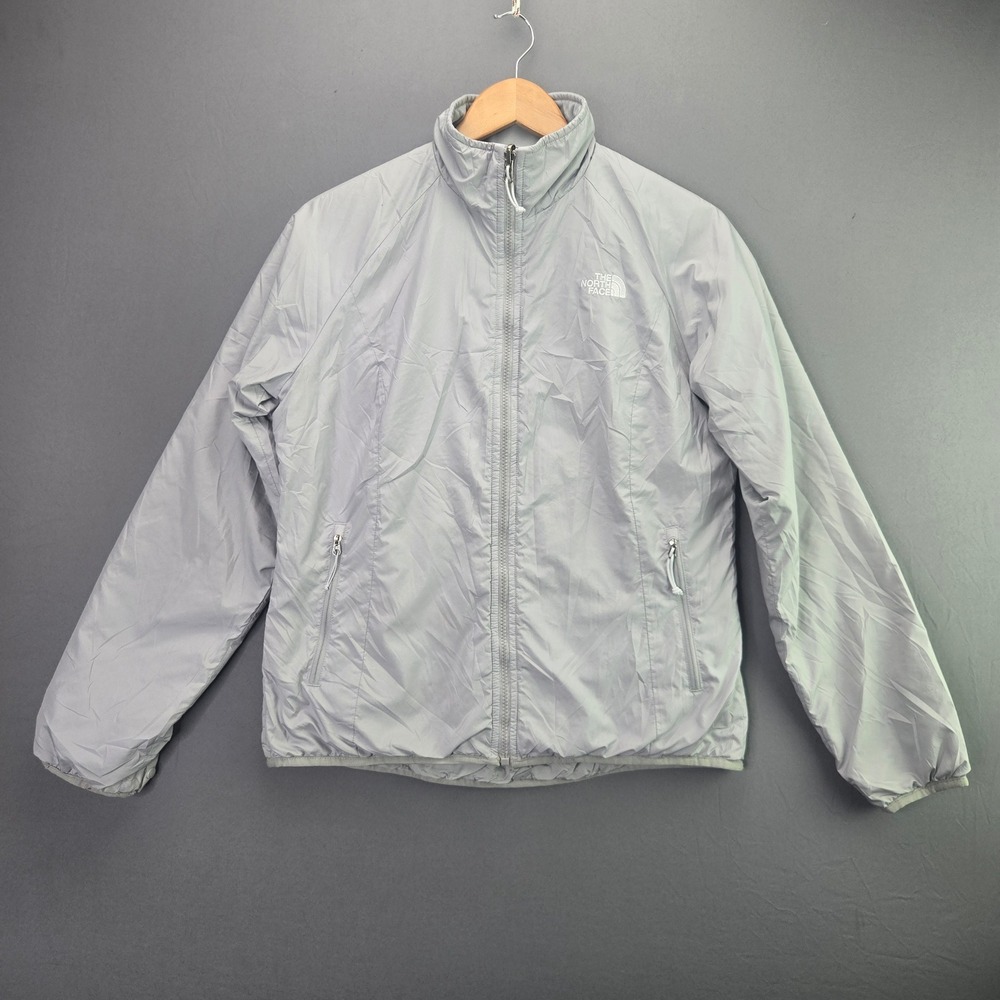 The North Face Puffer Jacket Women Medium Gray Full Zip Insulated Lightweight